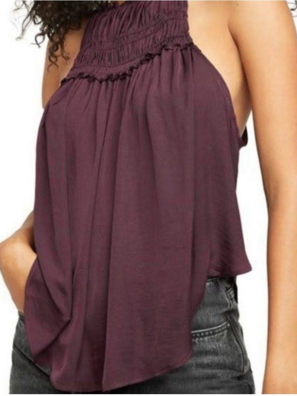 Free People Halter Smocked Tank - Plum